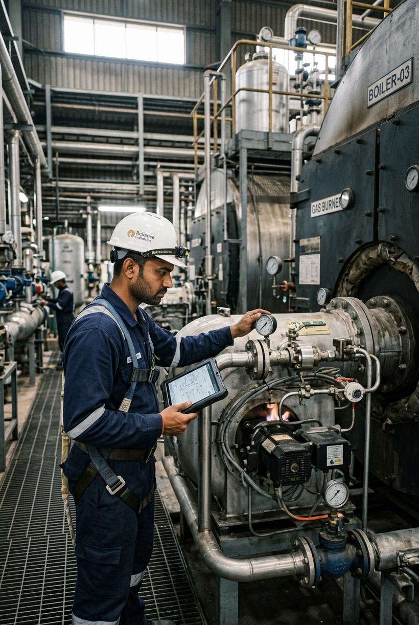Kreative engineer servicing a burner